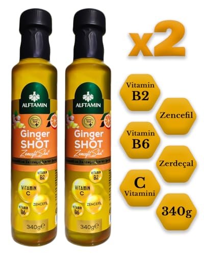 Ginger Shot - Vitamin B2, Vitamin B6, C Vitamini, Zencefil ve Zerdeçal İçeren Şurup (340 g x2 Adet)
