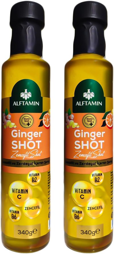 Ginger Shot - Vitamin B2, Vitamin B6, C Vitamini, Zencefil ve Zerdeçal İçeren Şurup (340 g x2 Adet)