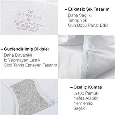 Giorgina Ferri Likralı 5li Kutu Premium Günlük Kullanıma Uygun Kadın Yüksek Bel Külot Berry