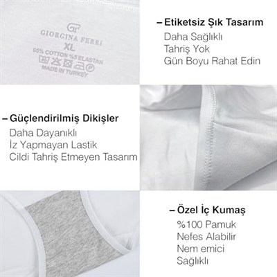 Giorgina Ferri Likralı 6lı Kutu Premium Günlük Kullanıma Uygun Yazılı Kadın Tanga Külot Gloria