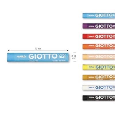 GIOTTO Olio Maxi yağlı pastel set, çocuklar için, 12 renk, büyük çocuk sanatçı pasteli, ev ve okul için ideal