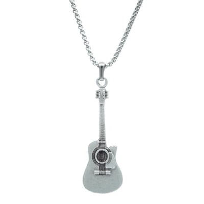 Gitar Örme Zincir Kolye - Gümüş Kaplama - Erkek Kadın Kolye - No:1293