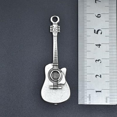 Gitar Örme Zincir Kolye - Gümüş Kaplama - Erkek Kadın Kolye - No:1293