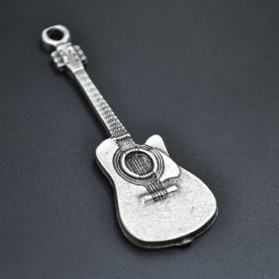 Gitar Örme Zincir Kolye - Gümüş Kaplama - Erkek Kadın Kolye - No:1293