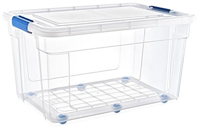 Glassy Şeffaf Tekerlekli 90 L Saklama Kabı - 47,5x69,5x40,5 (h) cm