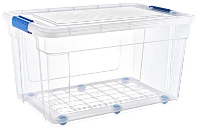 Glassy Şeffaf Tekerlekli 90 L Saklama Kabı - 47,5x69,5x40,5 (h) cm