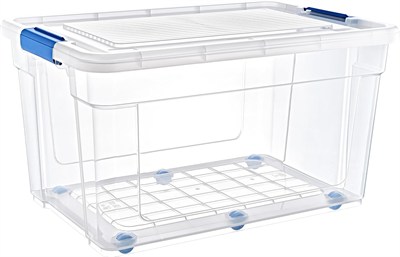 Glassy Şeffaf Tekerlekli 90 L Saklama Kabı - 47,5x69,5x40,5 (h) cm
