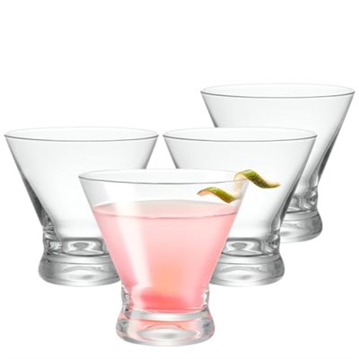 GLING [8 oz. Sapsız Martini Bardakları 4lü Set, Likör için Kokteyl Bardağı, Viski Partiler, Düğünler ve Tüm Etkinlikler için Harika