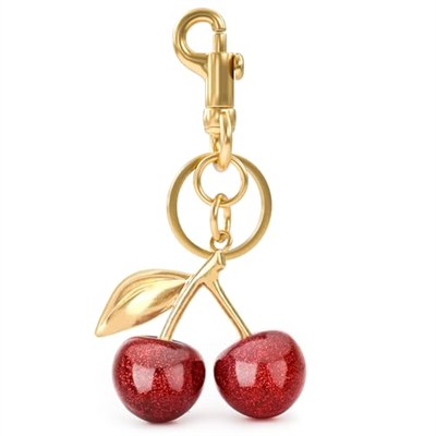 Glitter Kiraz Çanta Charm,Kırmızı Kiraz Anahtarlık Metal Aksesuar Çanta ve Çantalar,Altın Aksesuar, Altın, kırmızı, universal size
