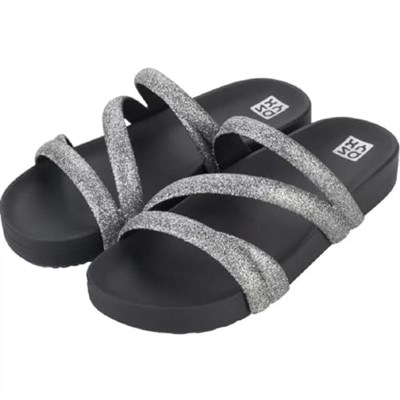 Glitter Tam Ad Kadın Terlik Gri Siyah 35/42