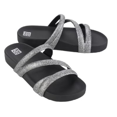 Glitter Tam Ad Kadın Terlik Gri Siyah 35/42