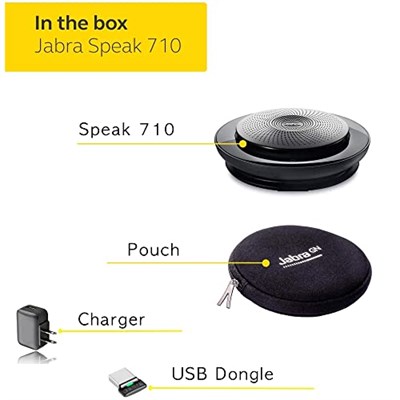 Global Teck Worldwide Jabra Speak 710 Hoparlör (Kablosuz) Duvar Şarj Cihazı ile | Bluetooth Dongle, USB | PC/MAC UC Softphones, Akıllı Telefonlar, iPad, Tabletler | UC Versiyonu - Skype, Cisco, Avaya 