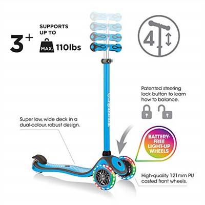 Globber çocuk Primo Plus ile ışık kadar tekerlekli Scooter, çocuk, Primo Plus with Light Up Wheels