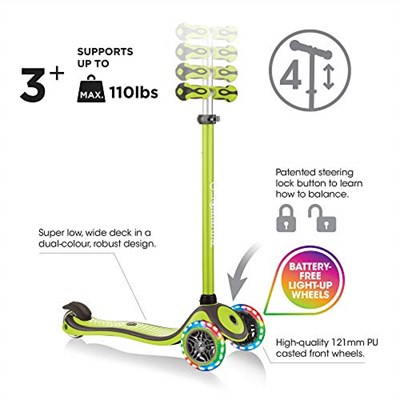 Globber Primo Plus Işıklı Scooter - Yeşil
