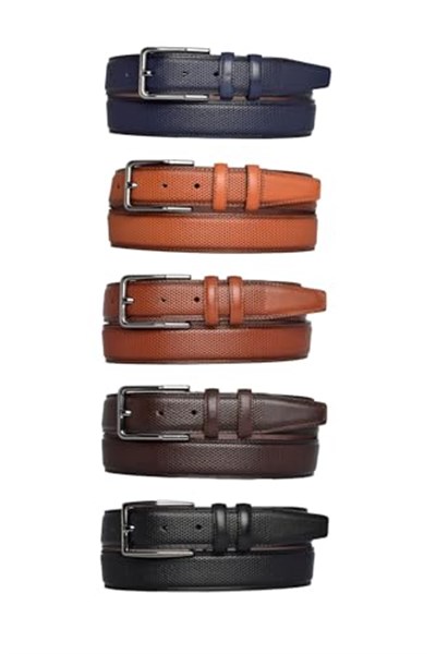 Goderi%100 Hakiki Deri, 5Li Mükemmel Set, Nokta Baskılı Kumaş Pantolon Kemeri 3.5 Cm_Noktalı 115 Cm