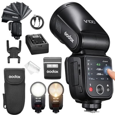 GODOX V100 N Kamera Flaşı, V100N 100 W Dokunmatik Ekran Flaş Cihazı, TTL HSS 1/8000s Speedlite, Nikon Z6III Z8 Z5 Z50II Z50 Zfc Z6II Z30 Z6 Z50II Z7II Z8 Z9 ve D3500 D850 D77 ile Uyumlu 500 D 5600