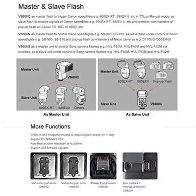 Godox V860II-F Flaş Ünitesi, Fuji DSLR Kamera için