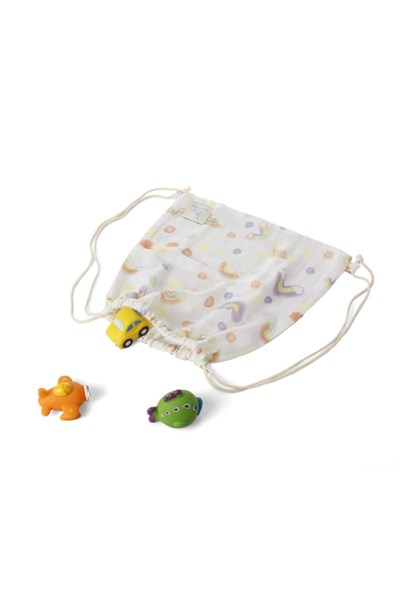Gökkuşağı Desen%100 Pamuk Bebek&çocuk Çantası, 35 * 40 Cm, Oeko-tex Sertifikalı Beyaz