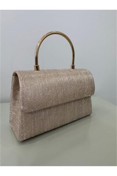 Gold Işıltılı Clutch Abiye Çanta