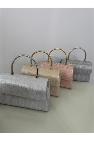 Gold Işıltılı Clutch Abiye Çanta