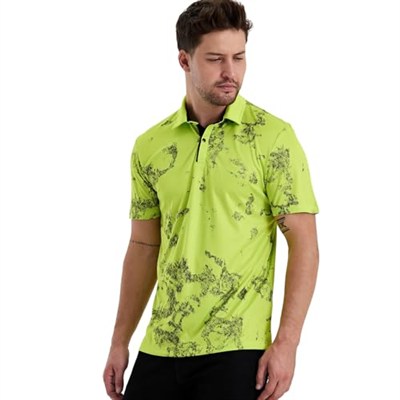 Gölge Desenli Spor Polo Yaka Erkek Kısa Kol Tişört