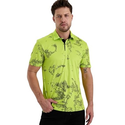 Gölge Desenli Spor Polo Yaka Erkek Kısa Kol Tişört
