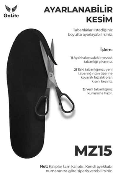 GoLite 2.5 Cm Boy Uzatıcı Tabanlık, Gizli Topuk Yükseltici Ayakkabı Tabanlığı MZ15 (41-42, Siyah)