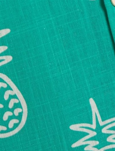 Gömlek Kısa Kollu Ananas Baskılı Cep Detaylı