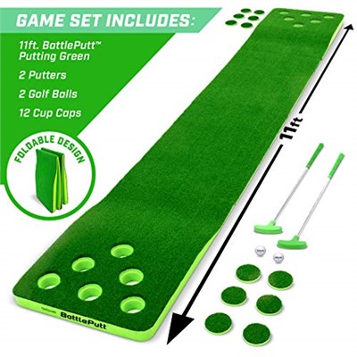 GoSports BattlePutt Golf Sopası Oyunu, 2si 2 arada Pong Tarzı Oyun, 28 cm Putting Green, 2 Golf Topu