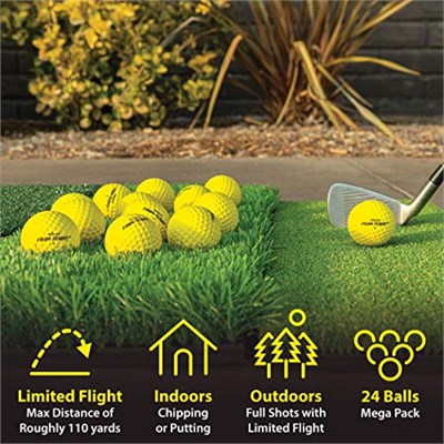 GoSports Köpük Uçuş Egzersiz Golf Topları - 24lü Paket Sınırlı Uçuş Antrenman Topu - Klasik Beyaz veya Yüksek Görünürlüklü Sarı Arasından Seçim Yapın