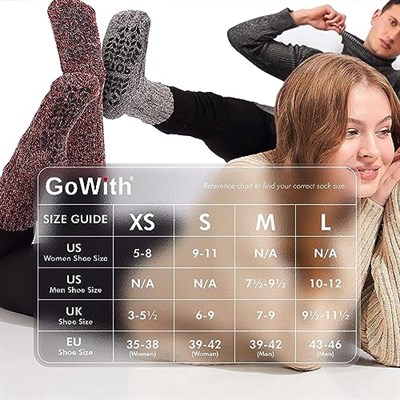 GoWith 2li ABS Baskılı Kaymaz Çorap, Terlik Tipi Kışlık Yünlü Renkli Termal Kadın Ev Çorabı 2043