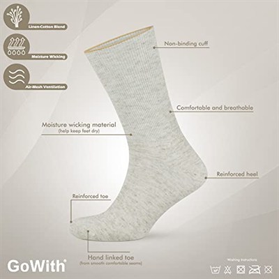 GoWith 5li Keten-Pamuk Yıkanmış Dikişsiz Lastiksiz Esnek Ayağı Sıkmayan Kutulu Erkek Çorabı 3064