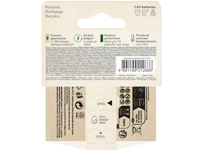 GP Batteries ReCyko 650 AAA İnce Kalem Ni-Mh Şarjlı Pil, 1.2 Volt, 2li Kart