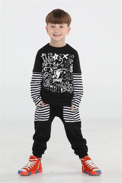 Grafiti Erkek Çocuk Pantolon + T-shirt Takım BN-009