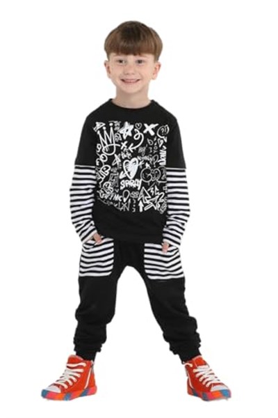 Grafiti Erkek Çocuk Pantolon + T-shirt Takım BN-009