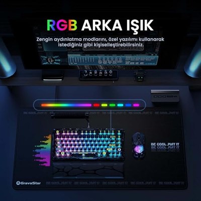 GravaStar Mercury K1 Lite RGB Kablosuz Mekanik Gaming Klavye, İngilizce Q
