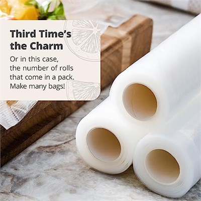 Greater Goods Vakumlu Mühürleyen Torba Ruloları - 3lü Paket, Her Rulo 118 İnç Uzunluğunda, Gıda Sınıfı, BPA İçermeyen Malzemeden Üretilmiştir, St. Louisde Tasarlanmıştır