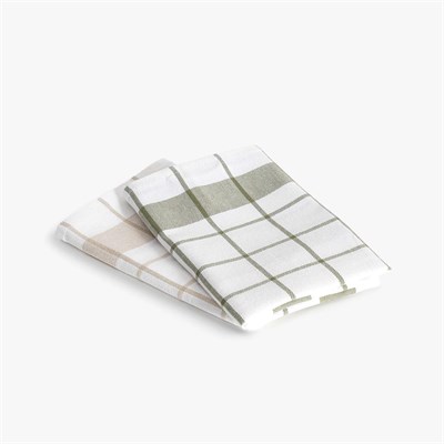 Green Black Esila 2li Ultra Emici Kurulama Havlusu Bej / Yeşil, %100 Doğal Pamuk , 45×65 cm Geniş Mutfak Bezi