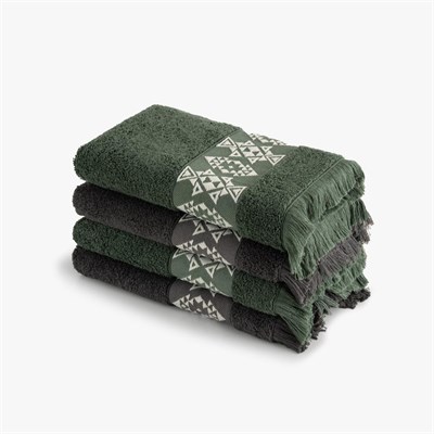 Green Black Hereke Heritage Serisi 4lü Havlu Seti Yeşil / Antrasit