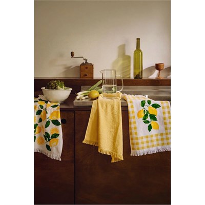 Green Black Limonara 3lü Mutfak Havlu Seti Baskılı 40x60
