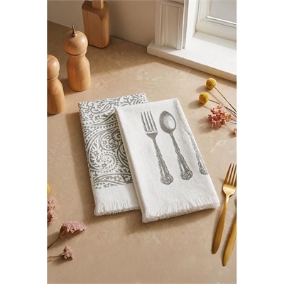 Green Black Meal 2li Mutfak Havlu Seti Baskılı 40x60