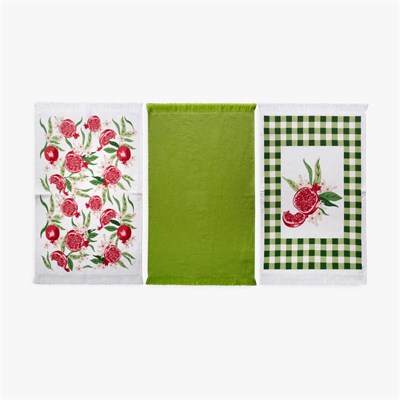 Green Black Nariva 3lü Mutfak Havlu Seti Baskılı 40x60