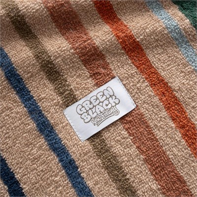 Green Black Stripe Earth Plaj Havlusu %100 Pamuk Renkli 90x160