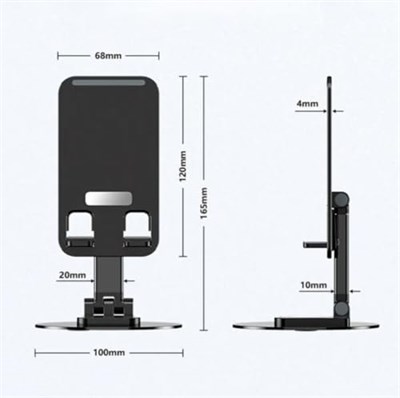 Greenart Alüminyum Tablet ve Telefon Standı, 360 Derece Ayarlanabilir Dönme Özelliği, Çok Amaçlı Masaüstü Dock Tutucu (Siyah)