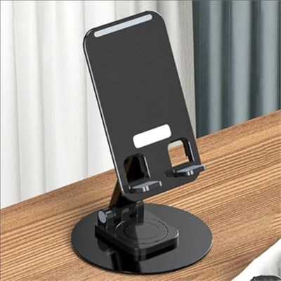 Greenart Alüminyum Tablet ve Telefon Standı, 360 Derece Ayarlanabilir Dönme Özelliği, Çok Amaçlı Masaüstü Dock Tutucu (Siyah)