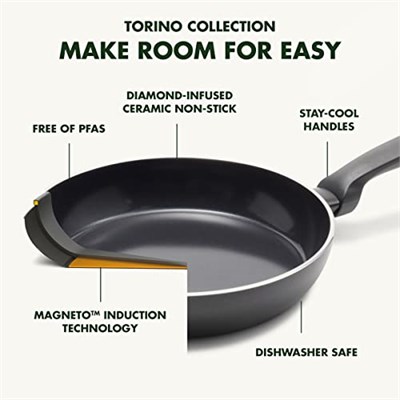 GreenPan Torino kızartma tavası (20 cm), sağlıklı seramik yapışmaz kaplama, PAS içermez, indüksiyonlu ocaklara uygun, bulaşık makinesinde yıkanabilir,  - Seçenekler: 20 cm Bratpfanne, 30 cm Bratpfanne