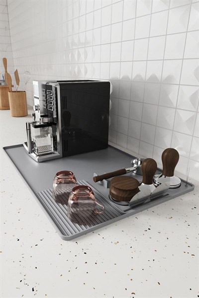 Gri 38,5x58 cm Silikon Kahve Makinesi Pedi Tamper Matı Tamper Tutucu cin963