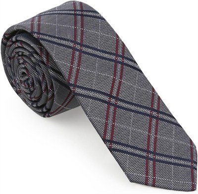 Gri Ekose Desen Slim Kravat- SKAF-1