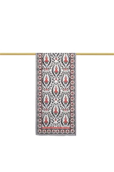 Gri Kırmızı Büyük Lale Vual Fular