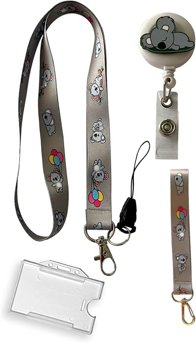 Gri Koala 4 Lü Set Boyun ipi Anahtarlık Yoyo Yaka Kartlığı